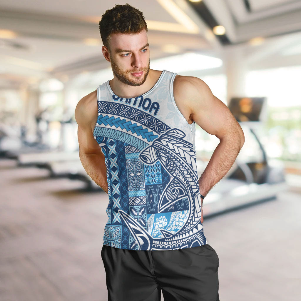 Samoa Mamanu Siapo Royal Blue Men Tank Top Tatau Malie