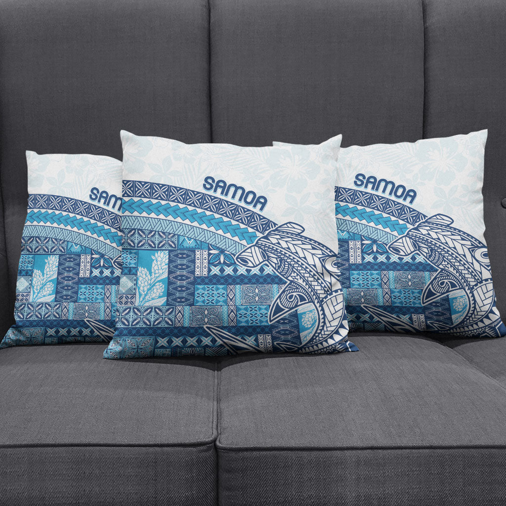 Samoa Mamanu Siapo Royal Blue Pillow Cover Tatau Malie