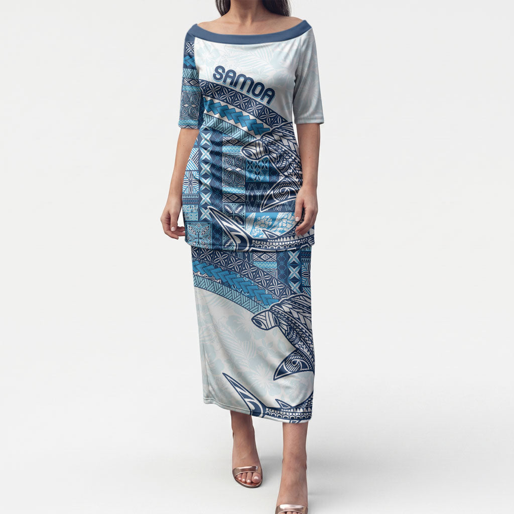 Samoa Mamanu Siapo Royal Blue Puletasi Tatau Malie