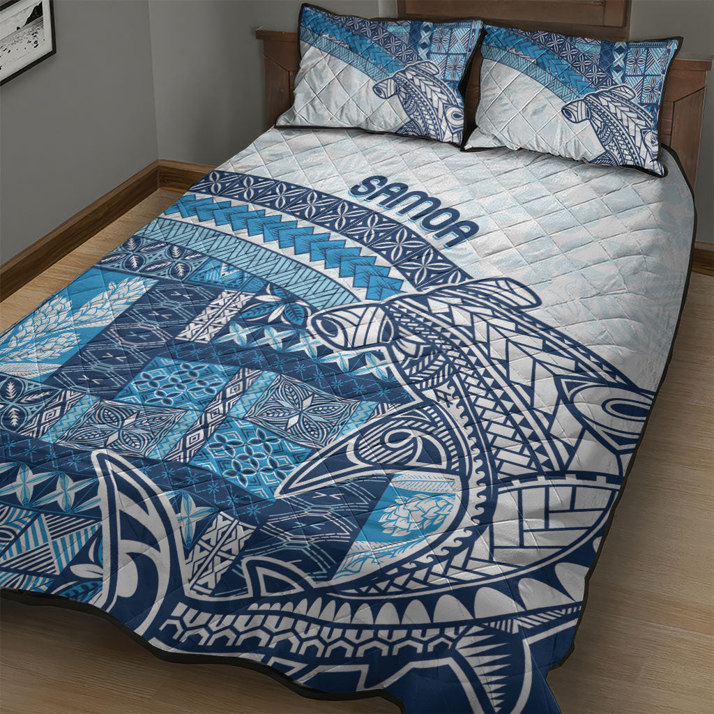 Samoa Mamanu Siapo Royal Blue Quilt Bed Set Tatau Malie
