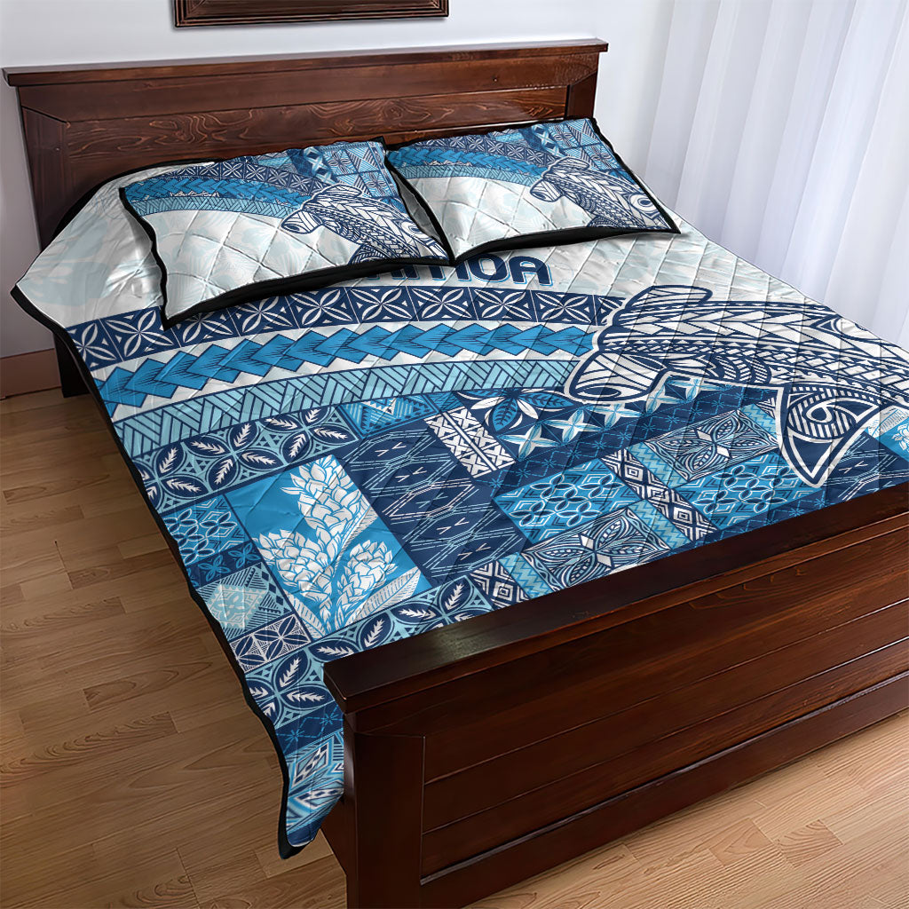 Samoa Mamanu Siapo Royal Blue Quilt Bed Set Tatau Malie