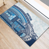 Samoa Mamanu Siapo Royal Blue Rubber Doormat Tatau Malie