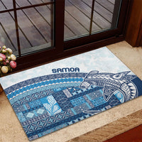 Samoa Mamanu Siapo Royal Blue Rubber Doormat Tatau Malie