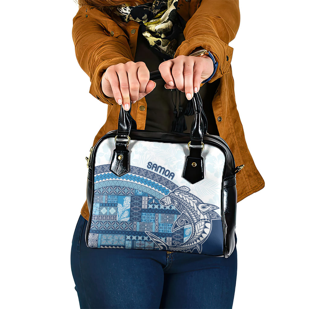Samoa Mamanu Siapo Royal Blue Shoulder Handbag Tatau Malie