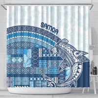 Samoa Mamanu Siapo Royal Blue Shower Curtain Tatau Malie