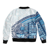 Samoa Mamanu Siapo Royal Blue Sleeve Zip Bomber Jacket Tatau Malie
