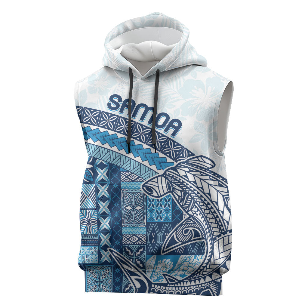 Samoa Mamanu Siapo Royal Blue Sleeveless Hoodie Tatau Malie