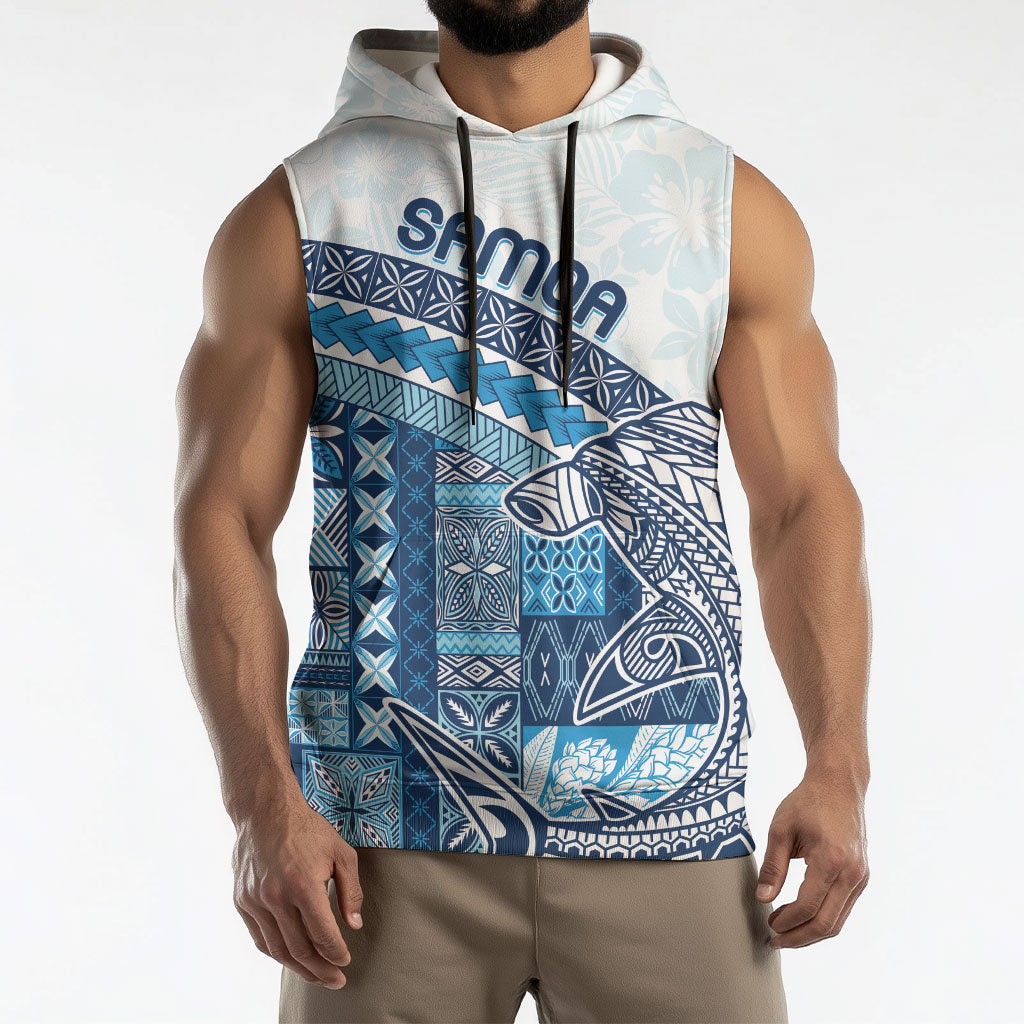 Samoa Mamanu Siapo Royal Blue Sleeveless Hoodie Tatau Malie