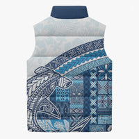 Samoa Mamanu Siapo Royal Blue Sleeveless Puffer Jacket Tatau Malie