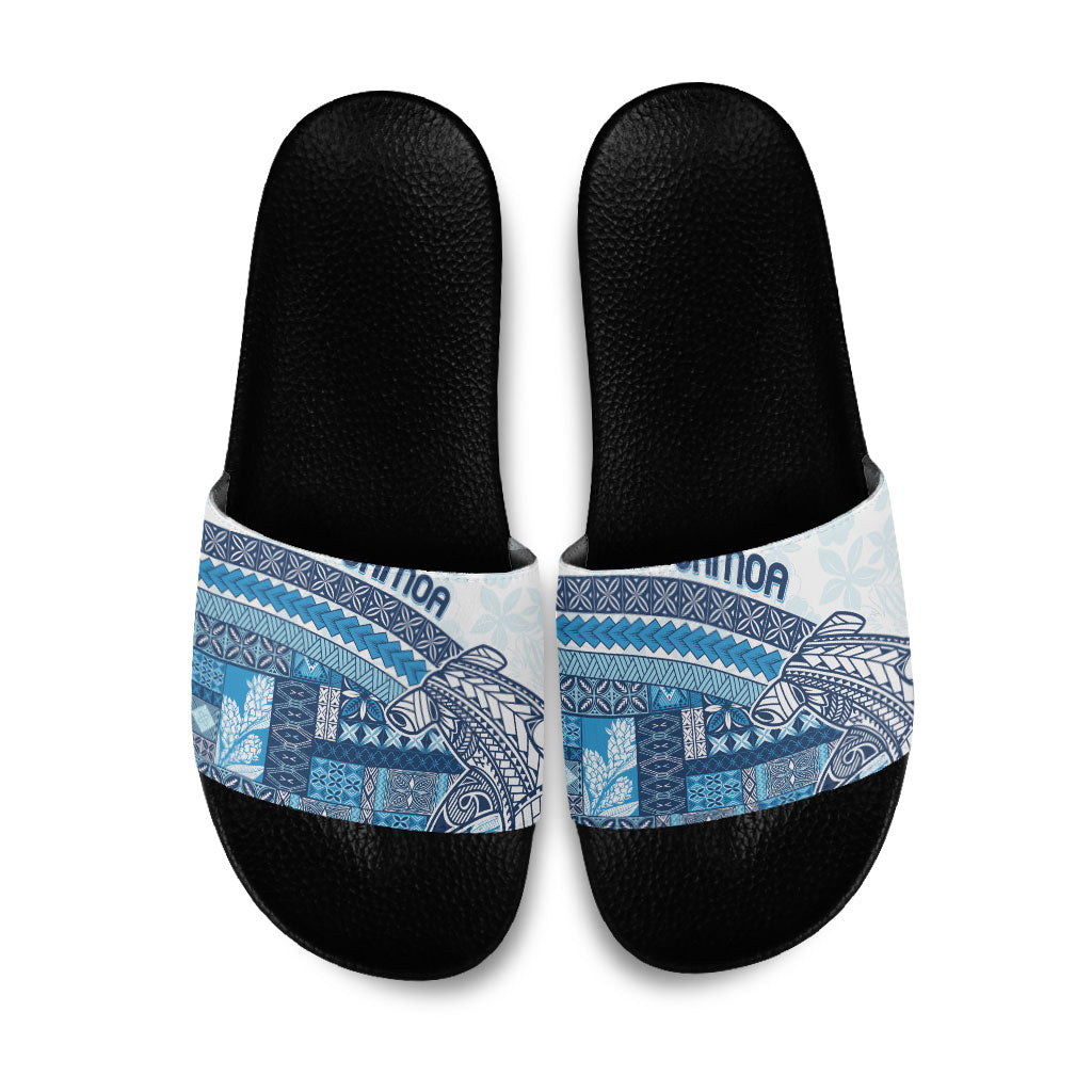 Samoa Mamanu Siapo Royal Blue Slide Sandals Tatau Malie