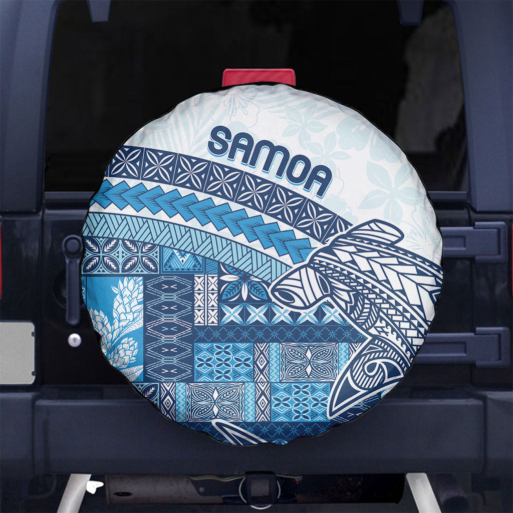 Samoa Mamanu Siapo Royal Blue Spare Tire Cover Tatau Malie