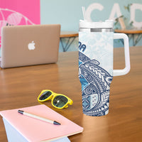 Samoa Mamanu Siapo Royal Blue Tumbler With Handle Tatau Malie