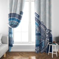 Samoa Mamanu Siapo Royal Blue Window Curtain Tatau Malie