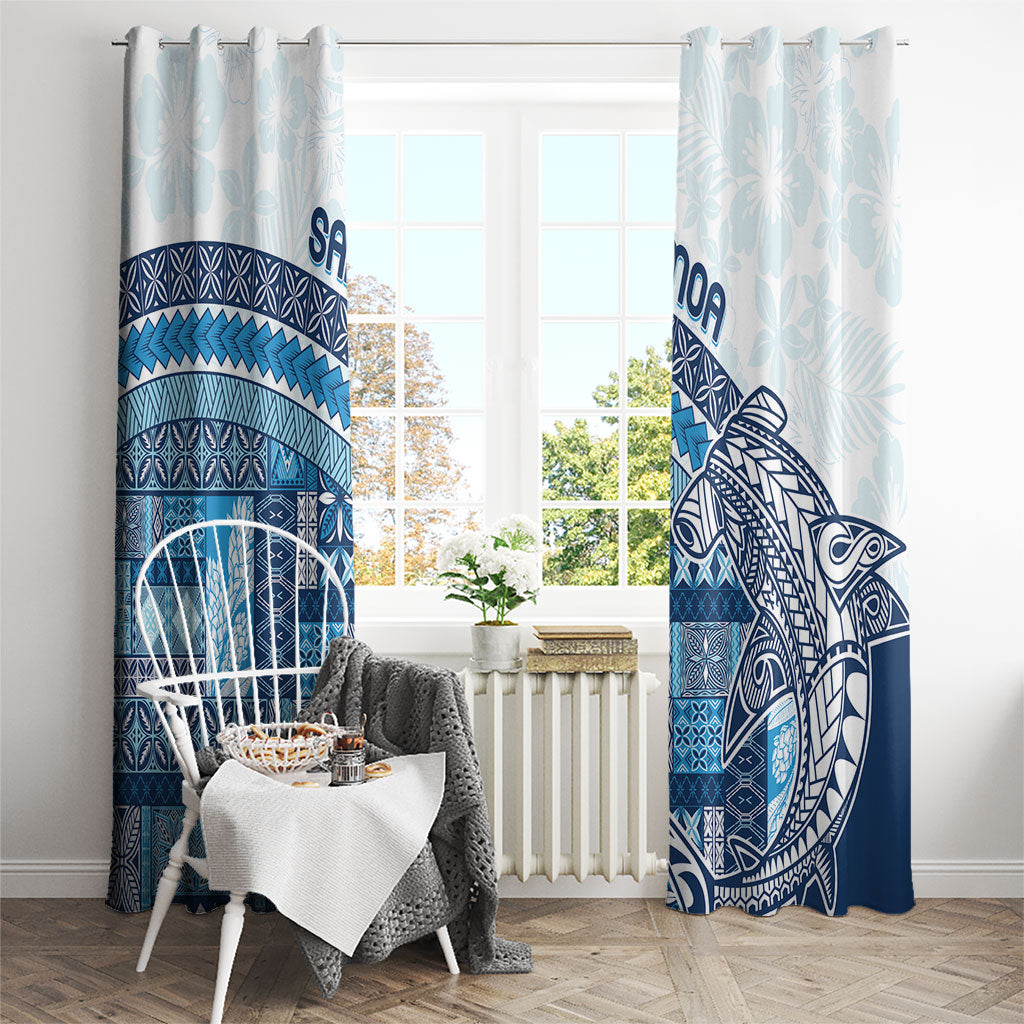 Samoa Mamanu Siapo Royal Blue Window Curtain Tatau Malie