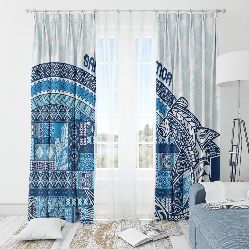 Samoa Mamanu Siapo Royal Blue Window Curtain Tatau Malie