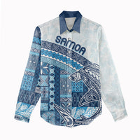 Samoa Mamanu Siapo Royal Blue Women Casual Shirt Tatau Malie