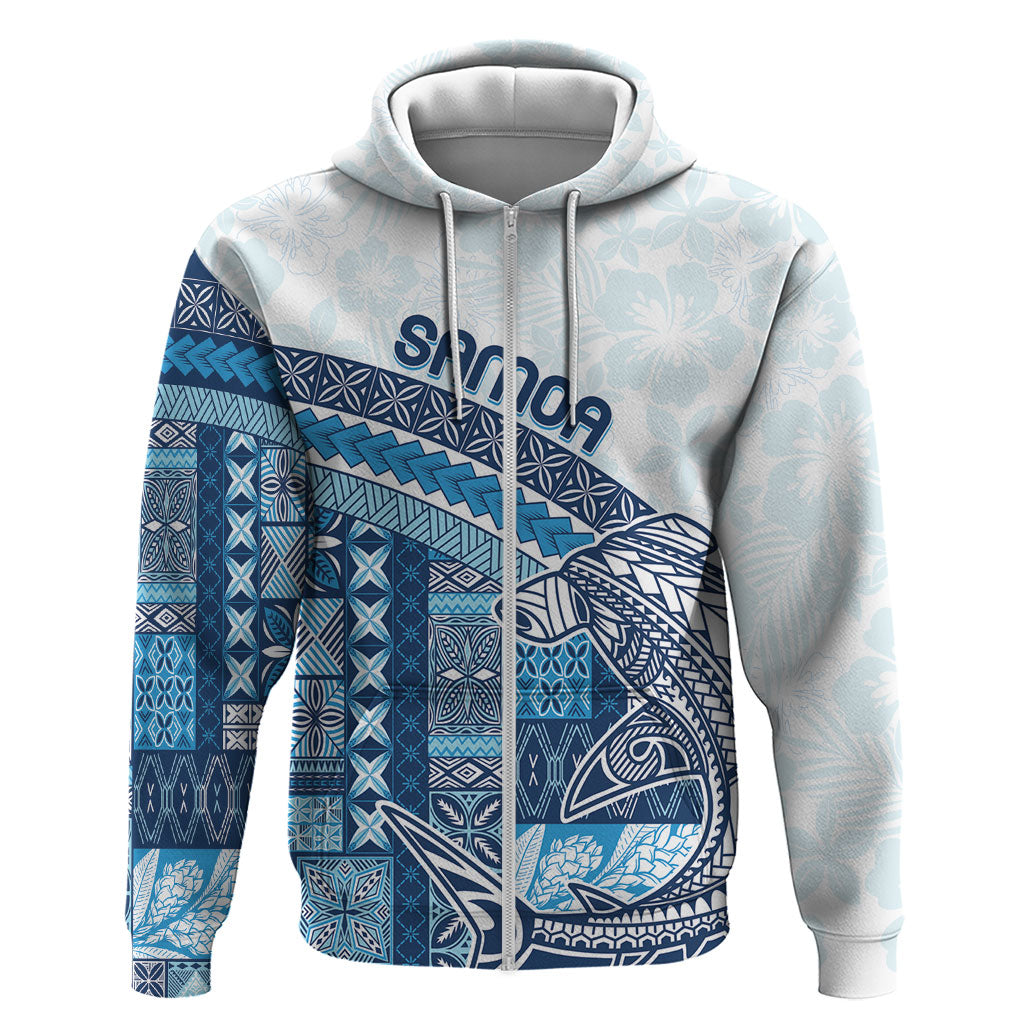 Samoa Mamanu Siapo Royal Blue Zip Hoodie Tatau Malie