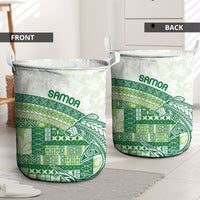 Samoa Mamanu Siapo Forest Green Laundry Basket Tatau Malie