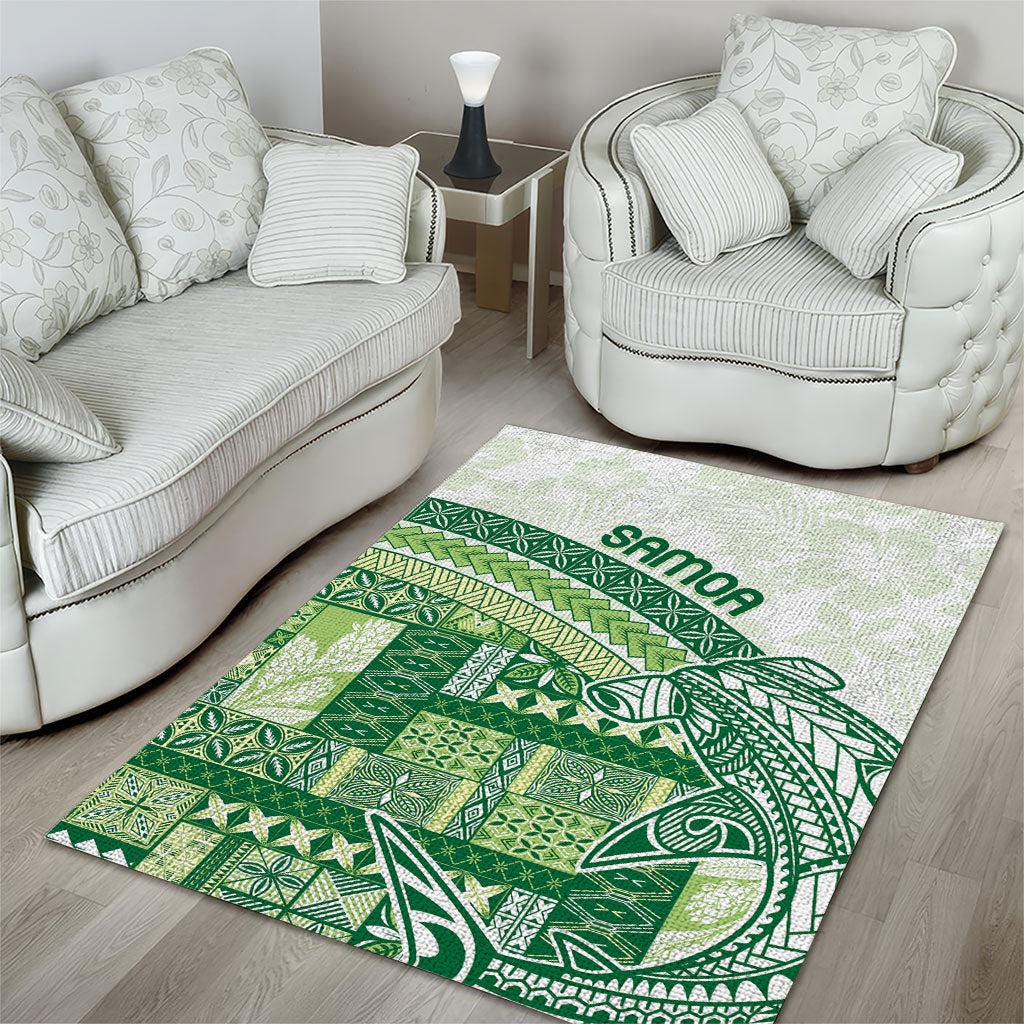 Samoa Mamanu Siapo Forest Green Area Rug Tatau Malie