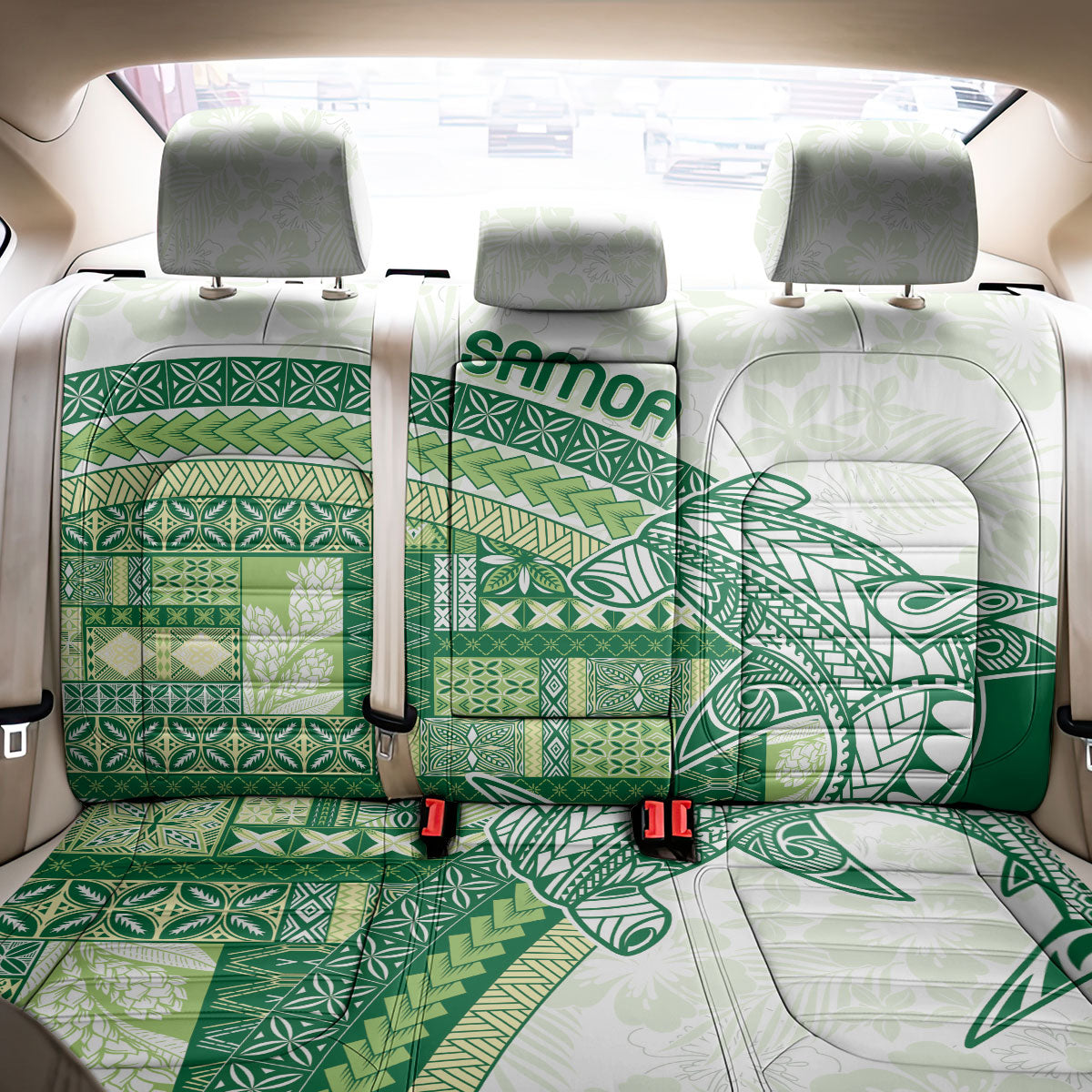 Samoa Mamanu Siapo Forest Green Back Car Seat Cover Tatau Malie
