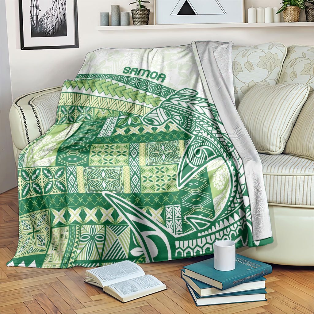 Samoa Mamanu Siapo Forest Green Blanket Tatau Malie LT7 Forest Green - Polynesian Pride