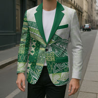 Samoa Mamanu Siapo Forest Green Blazer Tatau Malie