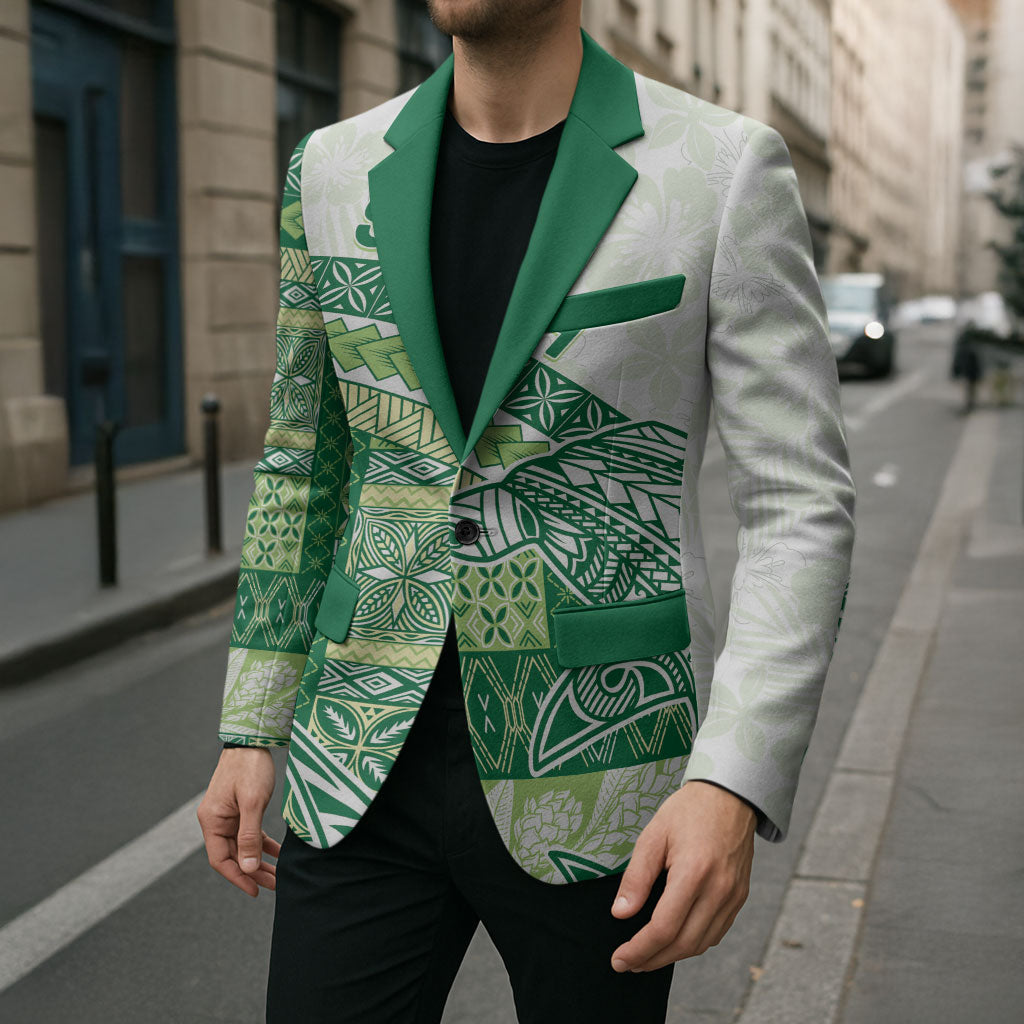 Samoa Mamanu Siapo Forest Green Blazer Tatau Malie