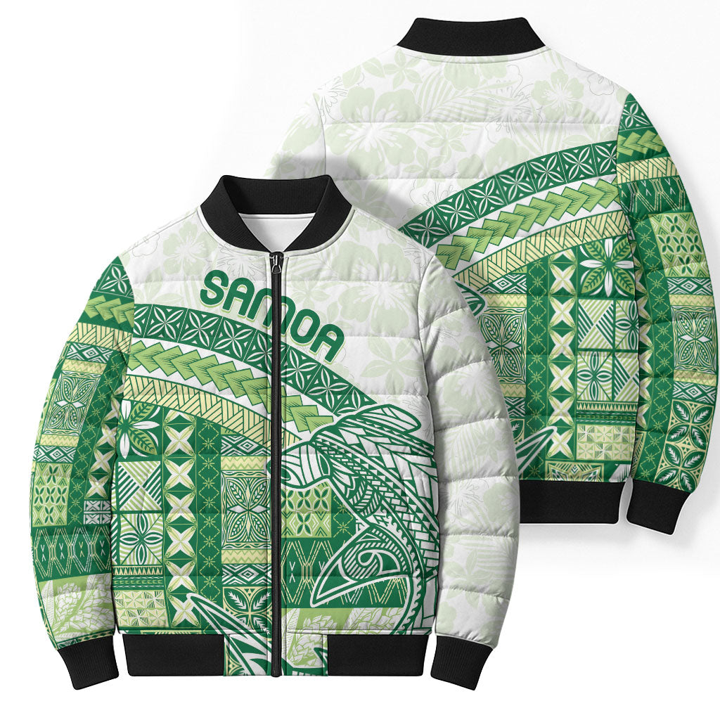 Samoa Mamanu Siapo Forest Green Bomber Puffer Jacket Tatau Malie