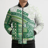Samoa Mamanu Siapo Forest Green Bomber Puffer Jacket Tatau Malie