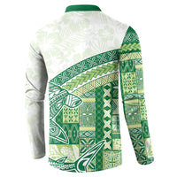 Samoa Mamanu Siapo Forest Green Button Sweatshirt Tatau Malie