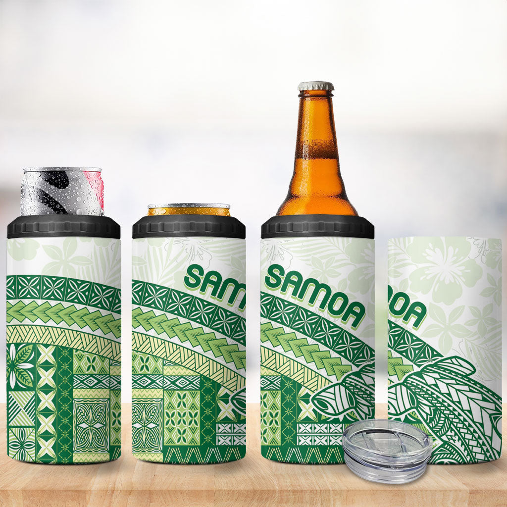Samoa Mamanu Siapo Forest Green 4 in 1 Can Cooler Tumbler Tatau Malie