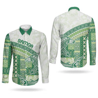 Samoa Mamanu Siapo Forest Green Couples Matching Summer Maxi Dress and Long Sleeve Button Shirt Tatau Malie