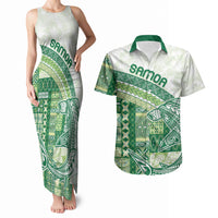 Samoa Mamanu Siapo Forest Green Couples Matching Tank Maxi Dress and Hawaiian Shirt Tatau Malie
