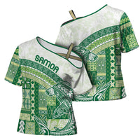 Samoa Mamanu Siapo Forest Green Cross Shoulder Shirt Tatau Malie