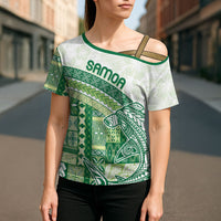 Samoa Mamanu Siapo Forest Green Cross Shoulder Shirt Tatau Malie