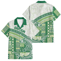 Samoa Mamanu Siapo Forest Green Family Matching Off Shoulder Maxi Dress and Hawaiian Shirt Tatau Malie