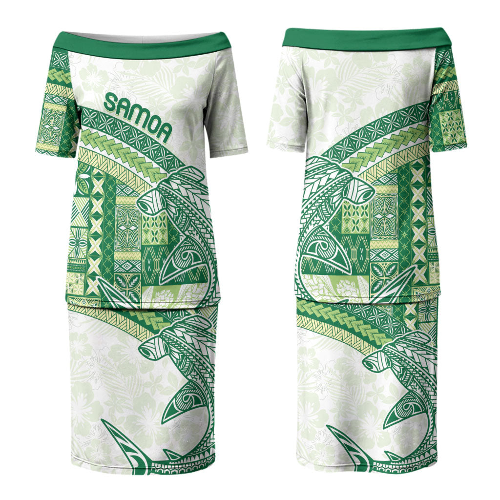 Samoa Mamanu Siapo Forest Green Family Matching Puletasi and Hawaiian Shirt Tatau Malie