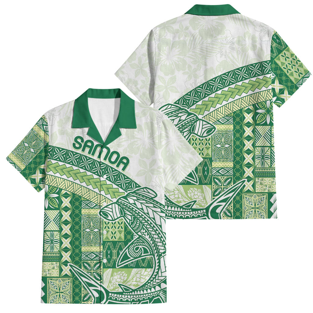 Samoa Mamanu Siapo Forest Green Family Matching Short Sleeve Bodycon Dress and Hawaiian Shirt Tatau Malie