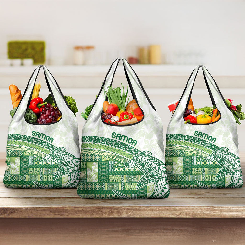 Samoa Mamanu Siapo Forest Green Grocery Bag Tatau Malie