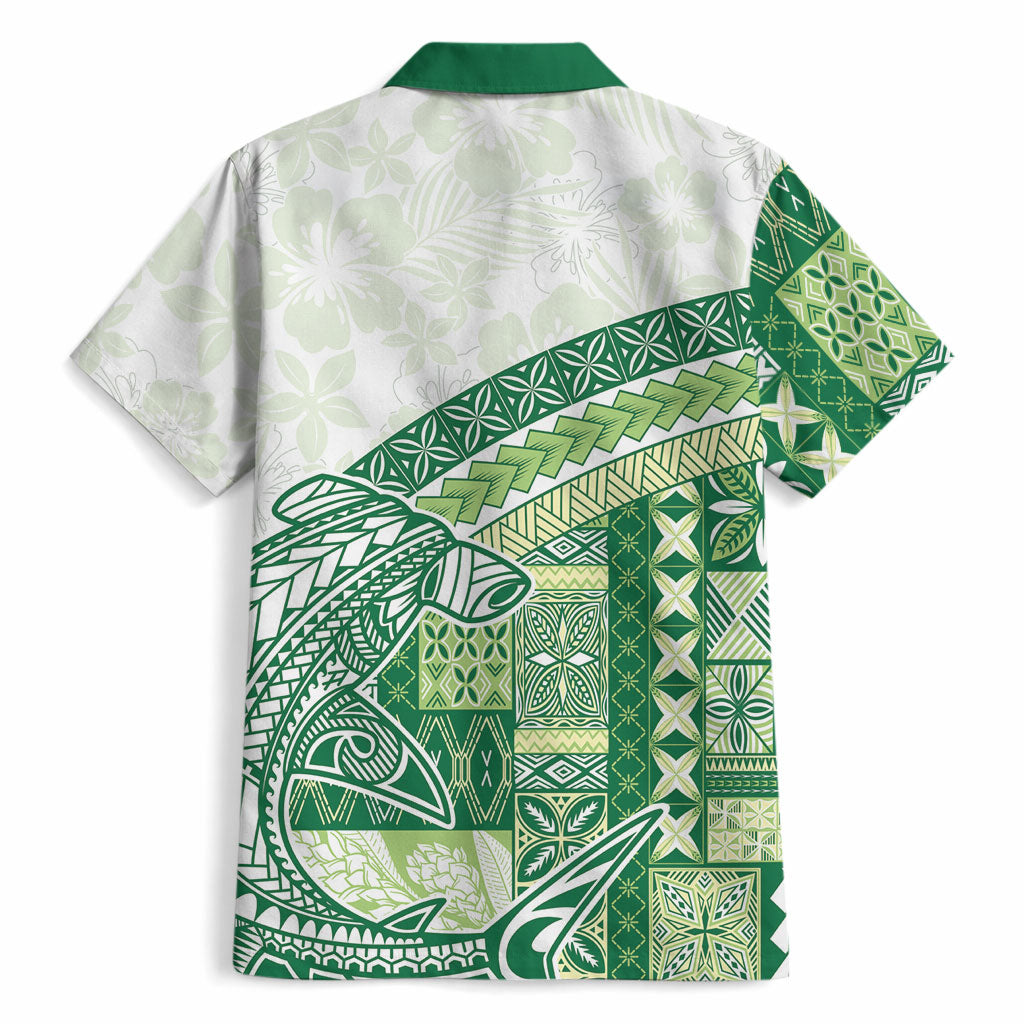 Samoa Mamanu Siapo Forest Green Hawaiian Shirt Tatau Malie