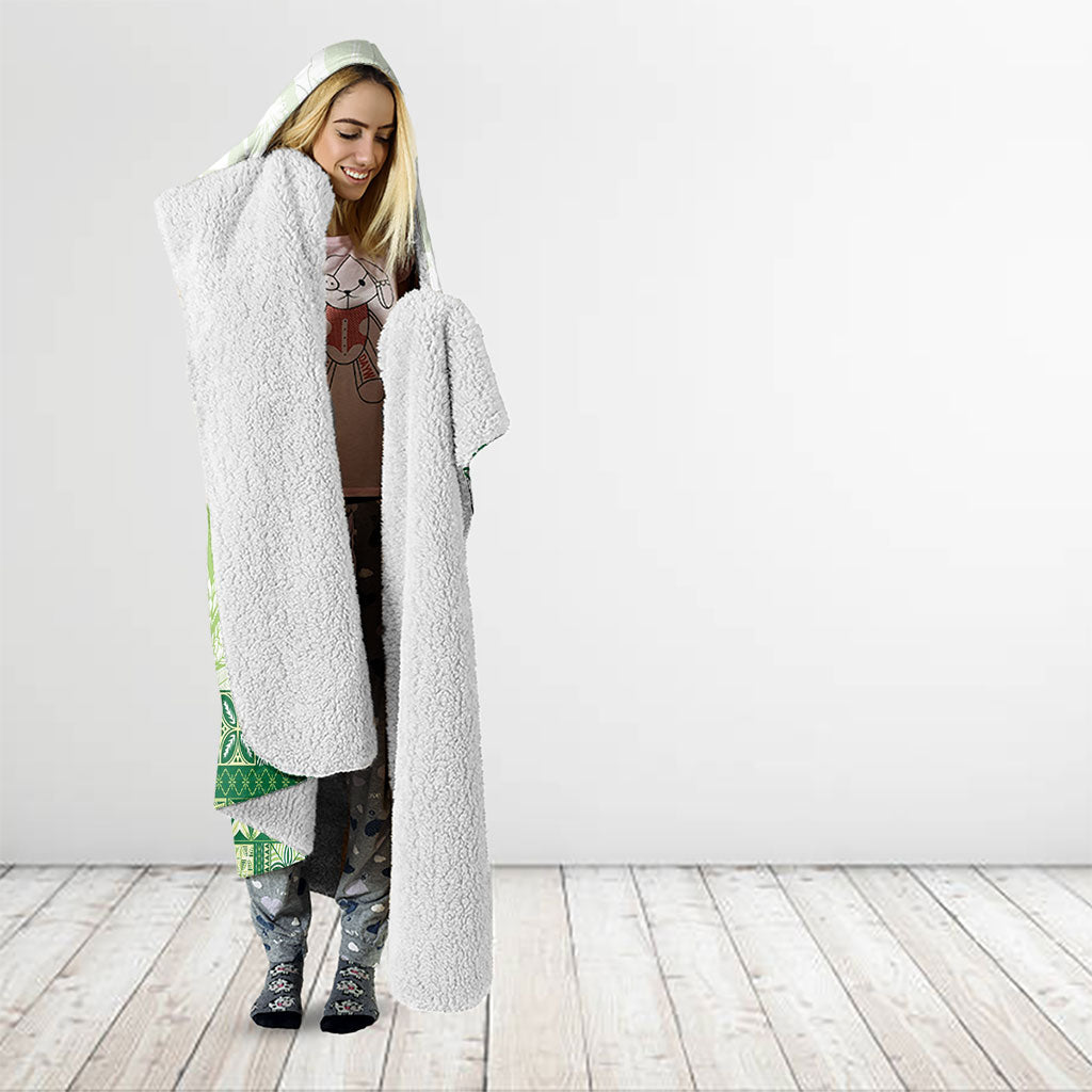 Samoa Mamanu Siapo Forest Green Hooded Blanket Tatau Malie