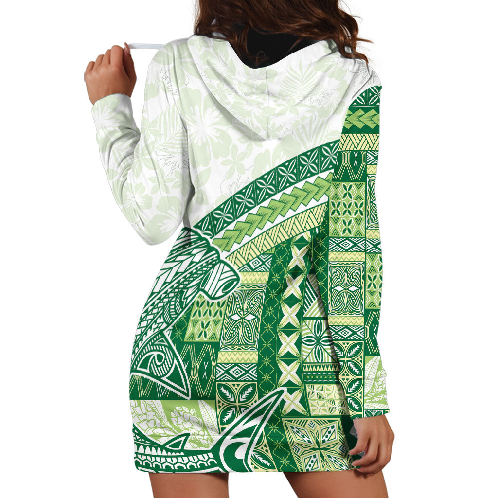 Samoa Mamanu Siapo Forest Green Hoodie Dress Tatau Malie