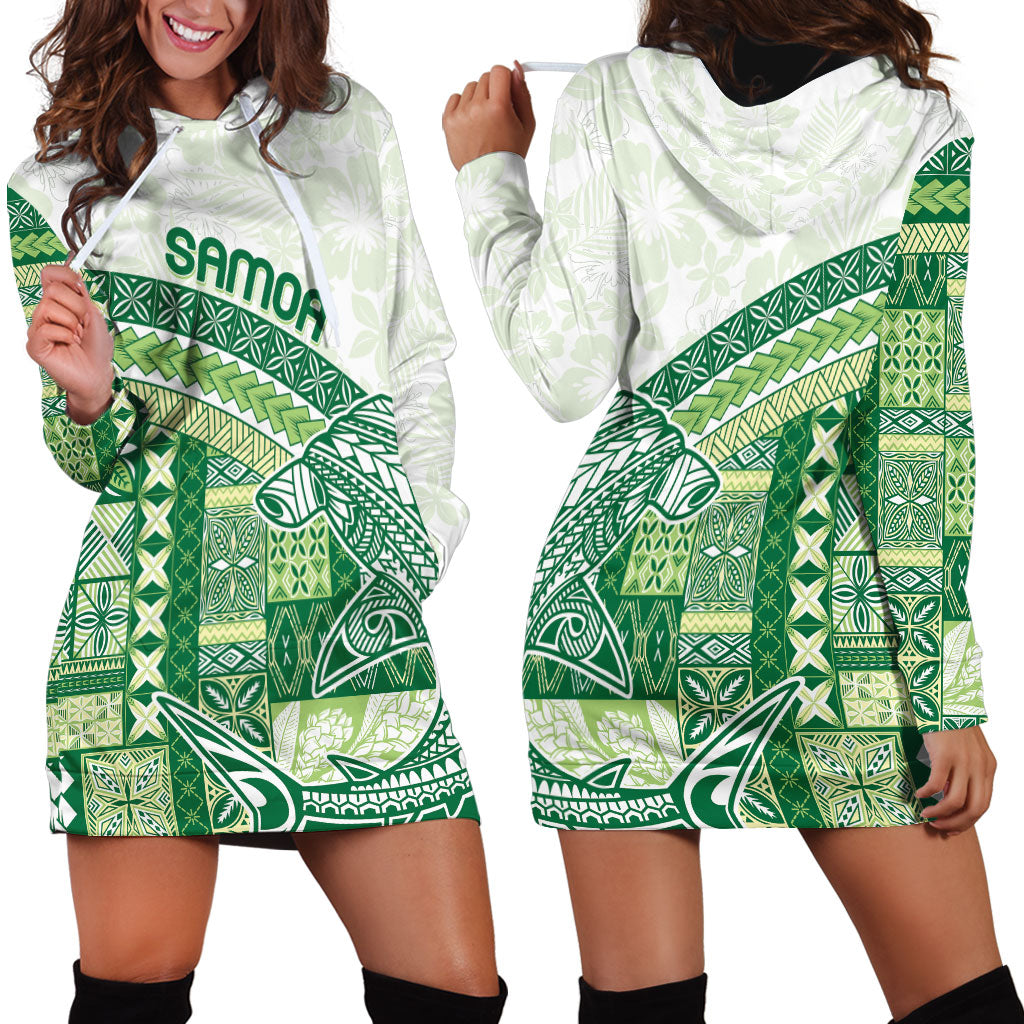 Samoa Mamanu Siapo Forest Green Hoodie Dress Tatau Malie