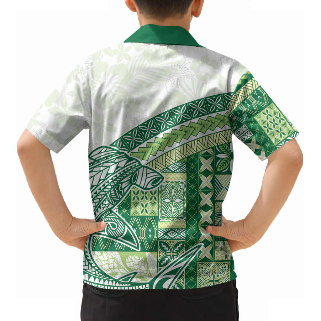 Samoa Mamanu Siapo Forest Green Kid Hawaiian Shirt Tatau Malie