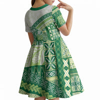 Samoa Mamanu Siapo Forest Green Kid Short Sleeve Dress Tatau Malie