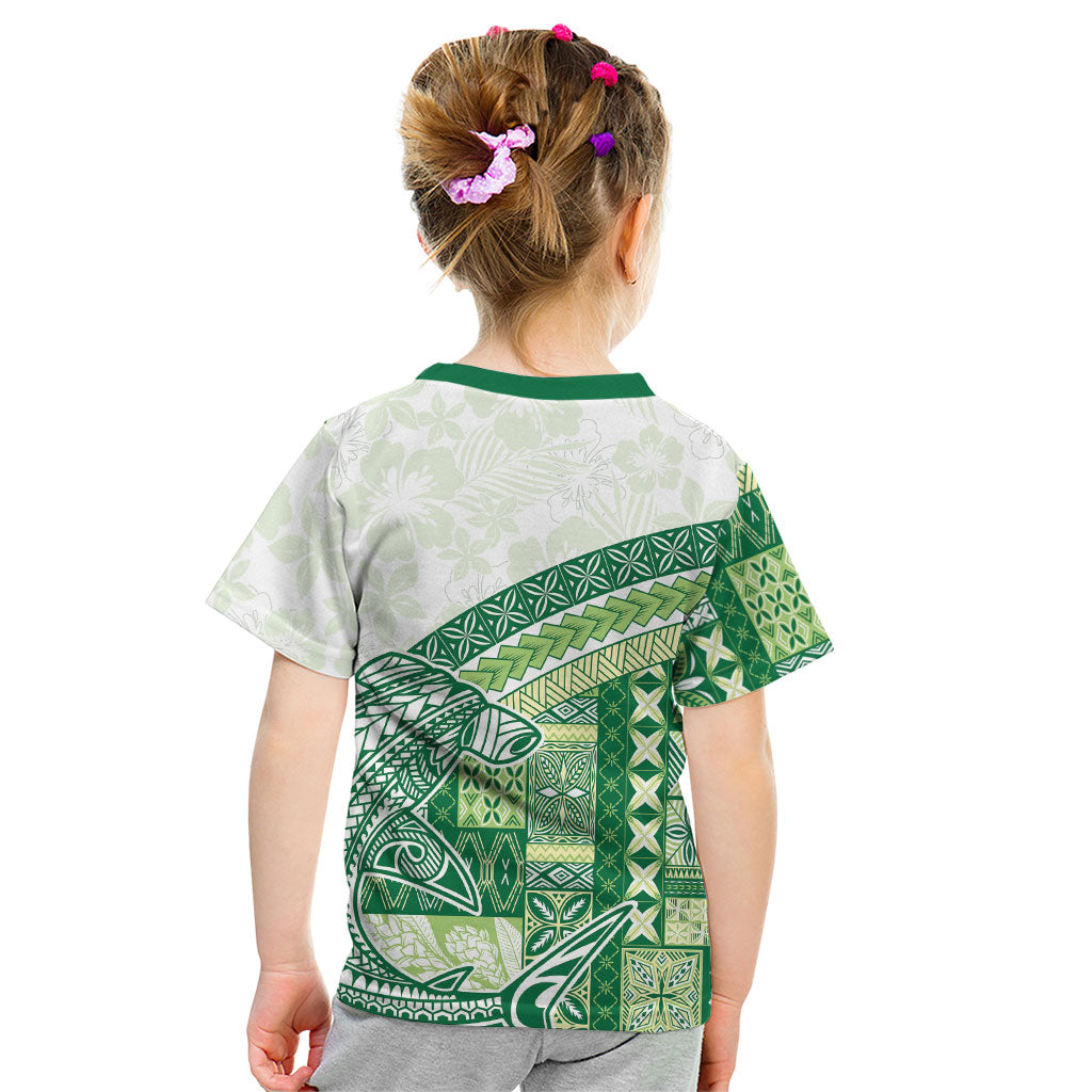 Samoa Mamanu Siapo Forest Green Kid T Shirt Tatau Malie