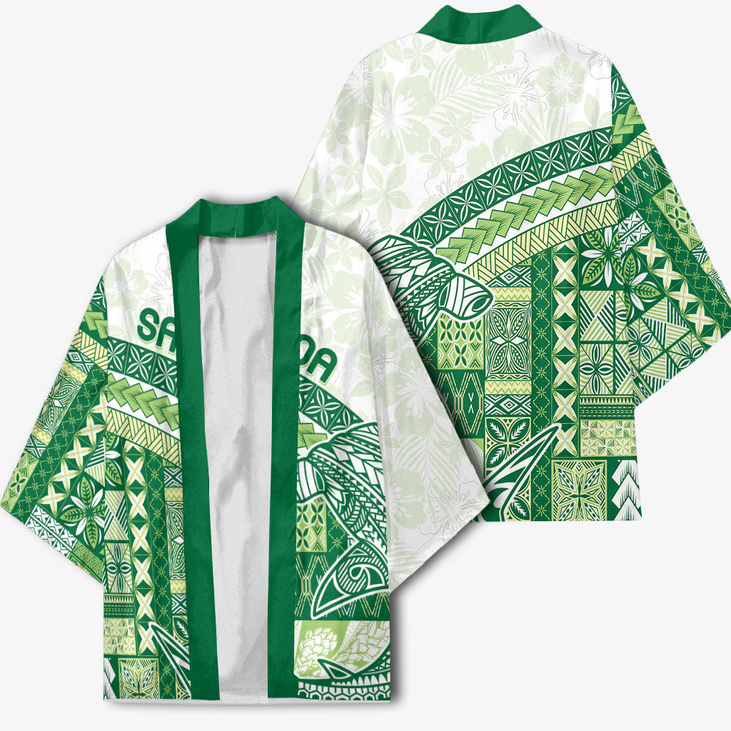 Samoa Mamanu Siapo Forest Green Kimono Tatau Malie
