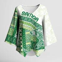 Samoa Mamanu Siapo Forest Green Kimono Sleeve Blouse Tatau Malie
