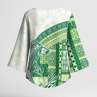 Samoa Mamanu Siapo Forest Green Kimono Sleeve Blouse Tatau Malie