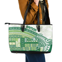 Samoa Mamanu Siapo Forest Green Leather Tote Bag Tatau Malie
